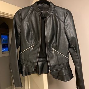 Guess Kate Faux Leather Peplum Jacket